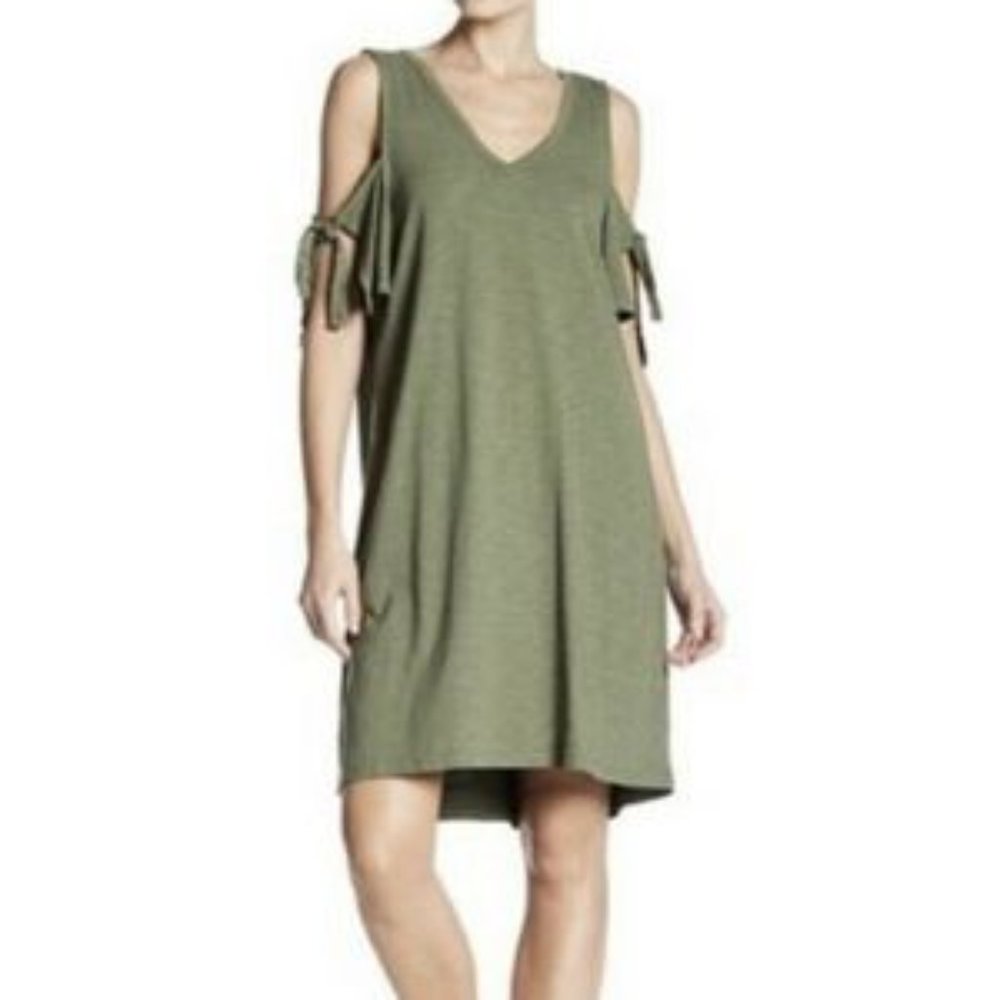 Sanctuary Lakeside Olive Cold Shoulder T-Shirt Dress